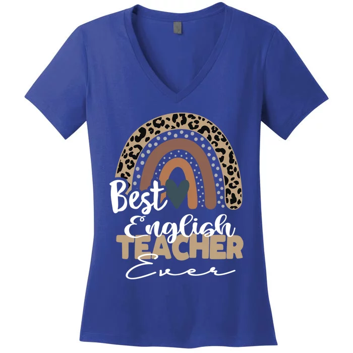 Best English Teacher Ever Boho Rainbow Teacher Appreciation Cute Gift Women's V-Neck T-Shirt