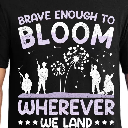 Brave Enough To Bloom Purple Up Military Month Great Gift Pajama Set