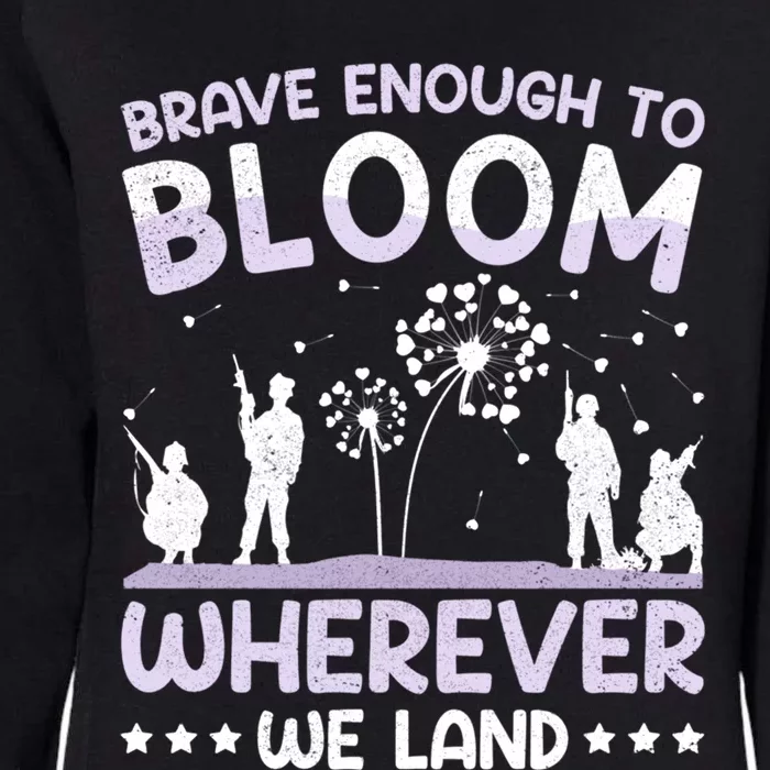 Brave Enough To Bloom Purple Up Military Month Great Gift Womens California Wash Sweatshirt