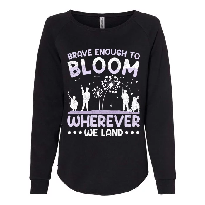 Brave Enough To Bloom Purple Up Military Month Great Gift Womens California Wash Sweatshirt