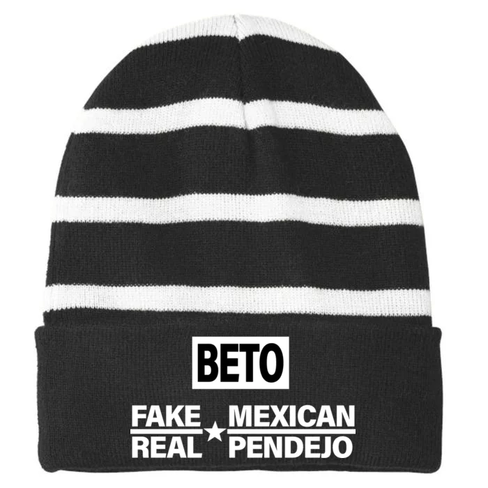 Beto Fake Mexican Real Pendejo Striped Beanie with Solid Band