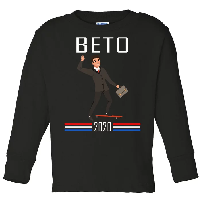 Beto O'Rourke For President Skateboarding Toddler Long Sleeve Shirt