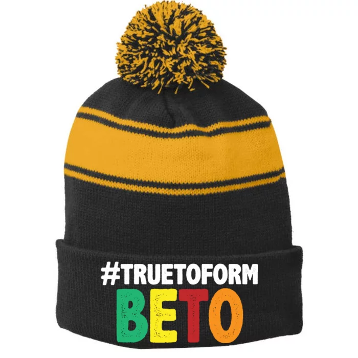 Beto O'Rourke True To Form Stripe Pom Pom Beanie