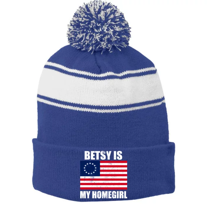 Betsy Is My Homegirl Stripe Pom Pom Beanie