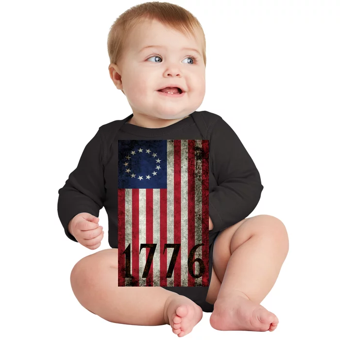 Betsy Ross 1776 13 State Original Colonies Flag Baby Long Sleeve Bodysuit