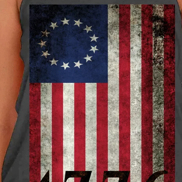 Betsy Ross 1776 13 State Original Colonies Flag Women's Knotted Racerback Tank