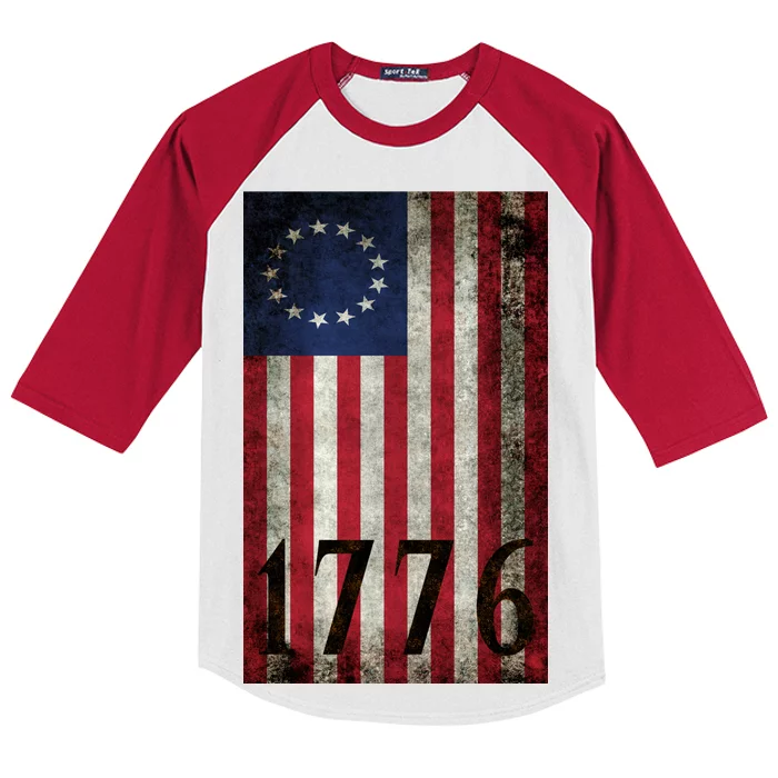 Betsy Ross 1776 13 State Original Colonies Flag Kids Colorblock Raglan Jersey