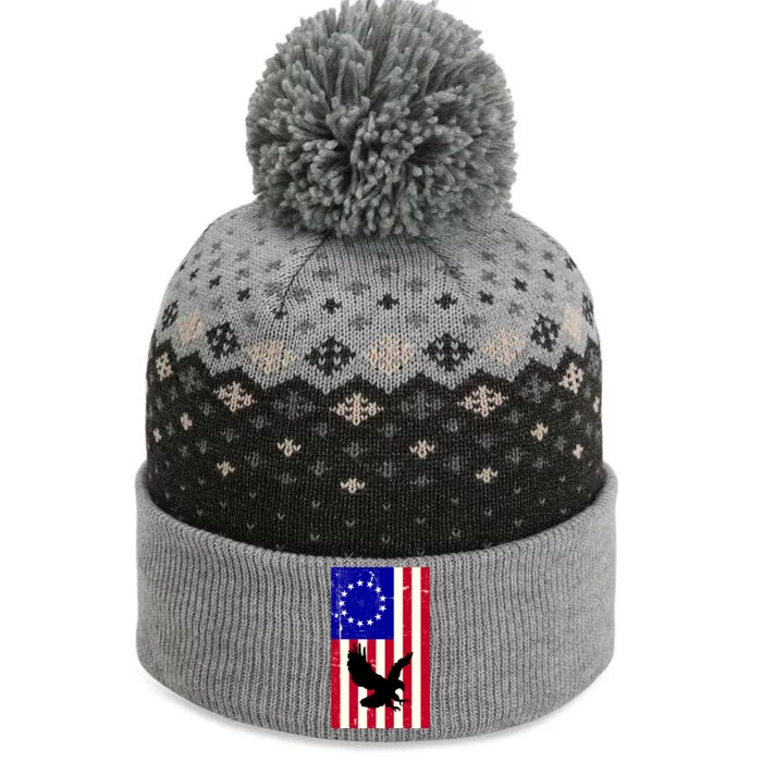 Betsy Ross 4th Of July American Flag The Baniff Cuffed Pom Beanie