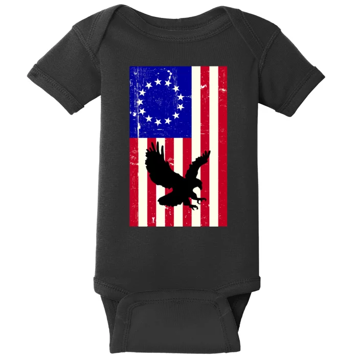 Betsy Ross 4th Of July American Flag Baby Bodysuit