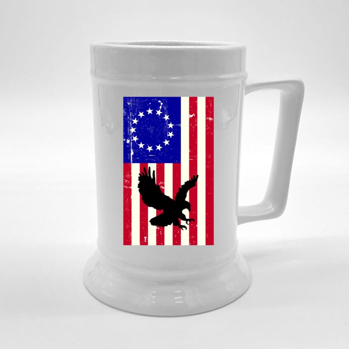 Betsy Ross 4th Of July American Flag Front & Back Beer Stein