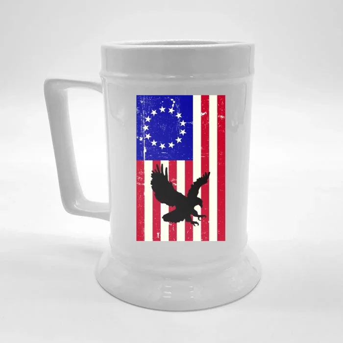 Betsy Ross 4th Of July American Flag Front & Back Beer Stein