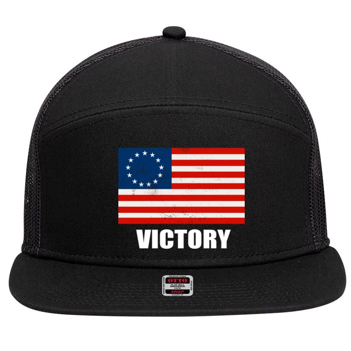 Betsy Ross American Victory Flag 7 Panel Mesh Trucker Snapback Hat