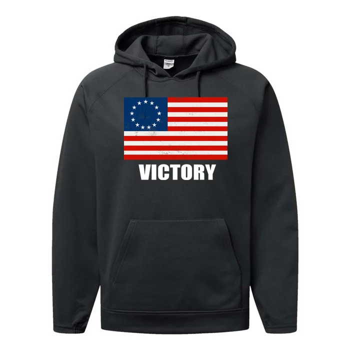 Betsy Ross American Victory Flag Performance Fleece Hoodie