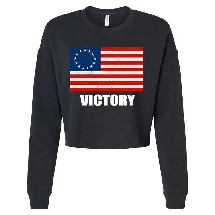 Betsy Ross American Victory Flag Cropped Pullover Crew