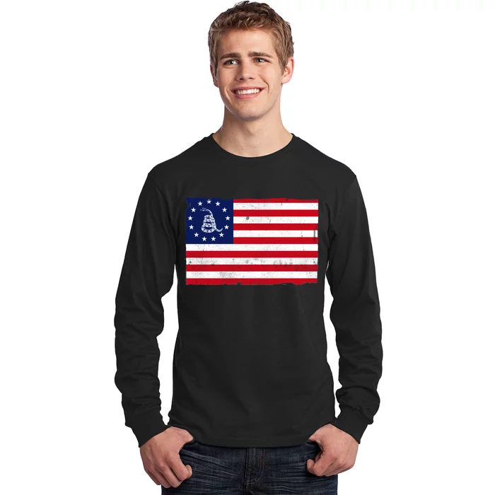 Betsy Ross Don't Tread On Me Flag Long Sleeve Shirt