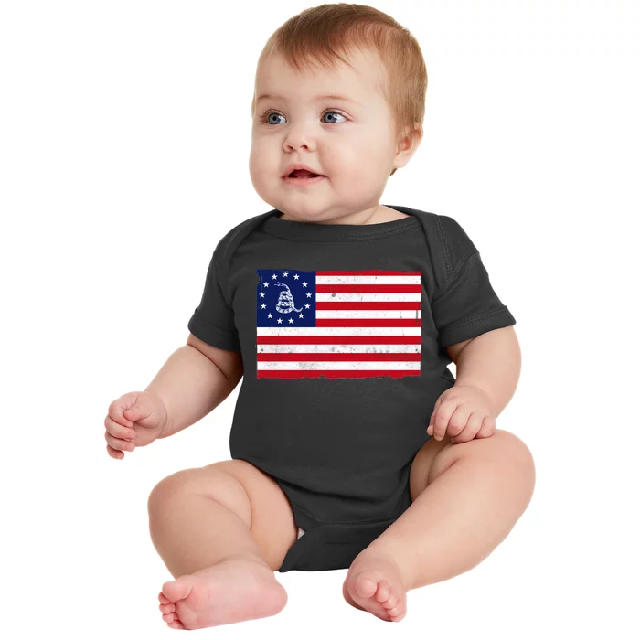 Betsy Ross Don't Tread On Me Flag Baby Bodysuit