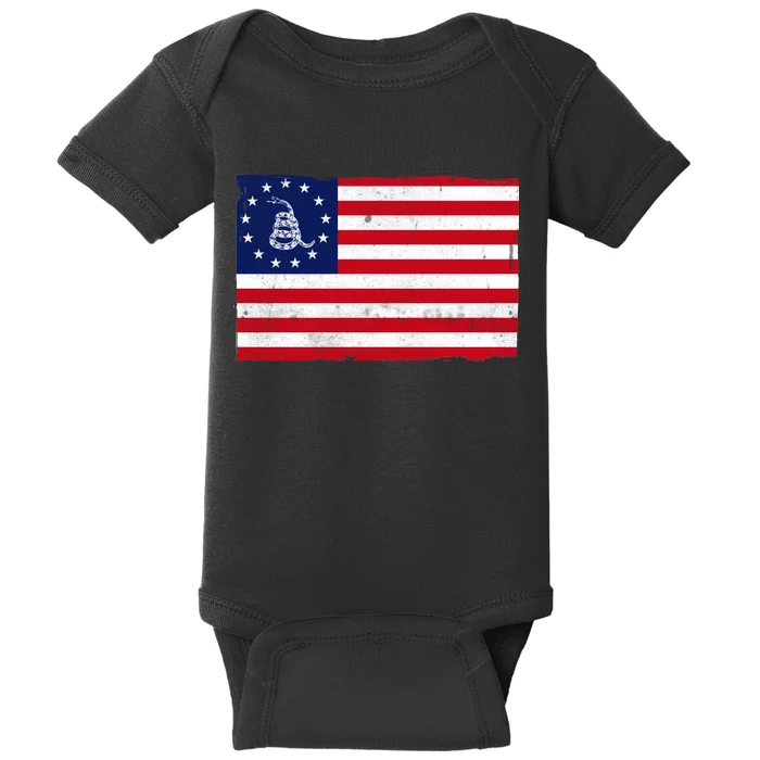 Betsy Ross Don't Tread On Me Flag Baby Bodysuit