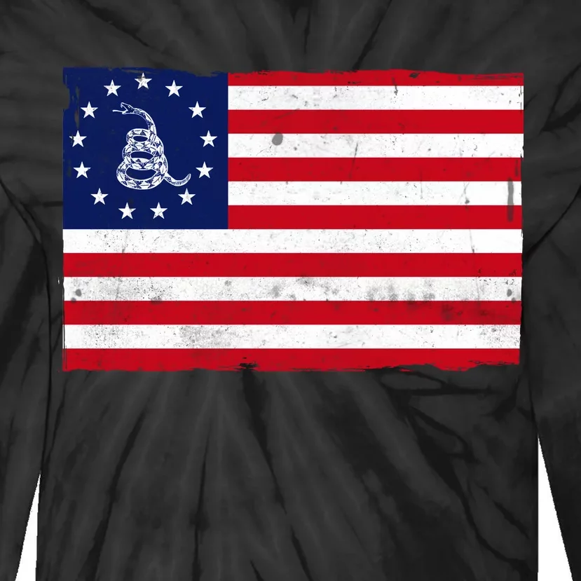 Betsy Ross Don't Tread On Me Flag Tie-Dye Long Sleeve Shirt