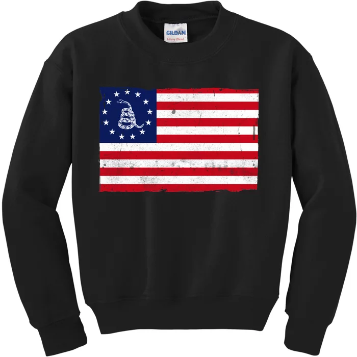 Betsy Ross Don't Tread On Me Flag Kids Sweatshirt