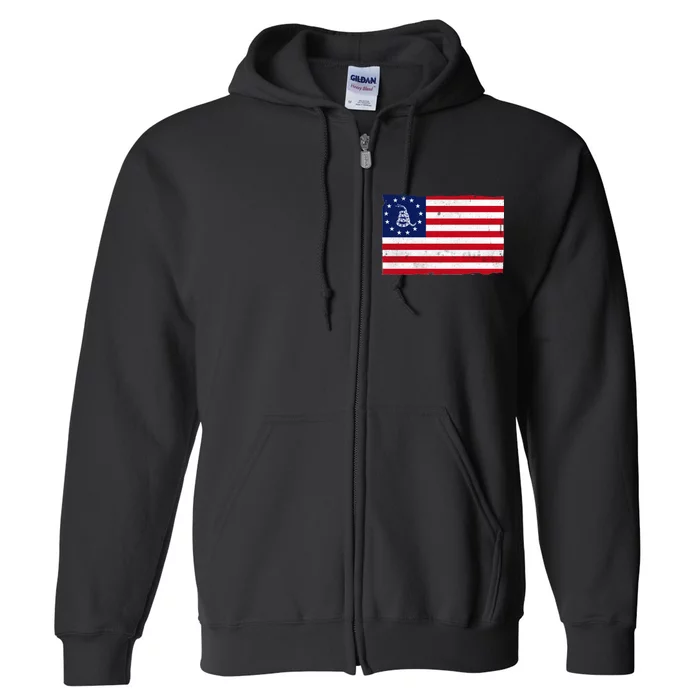 Betsy Ross Don't Tread On Me Flag Full Zip Hoodie