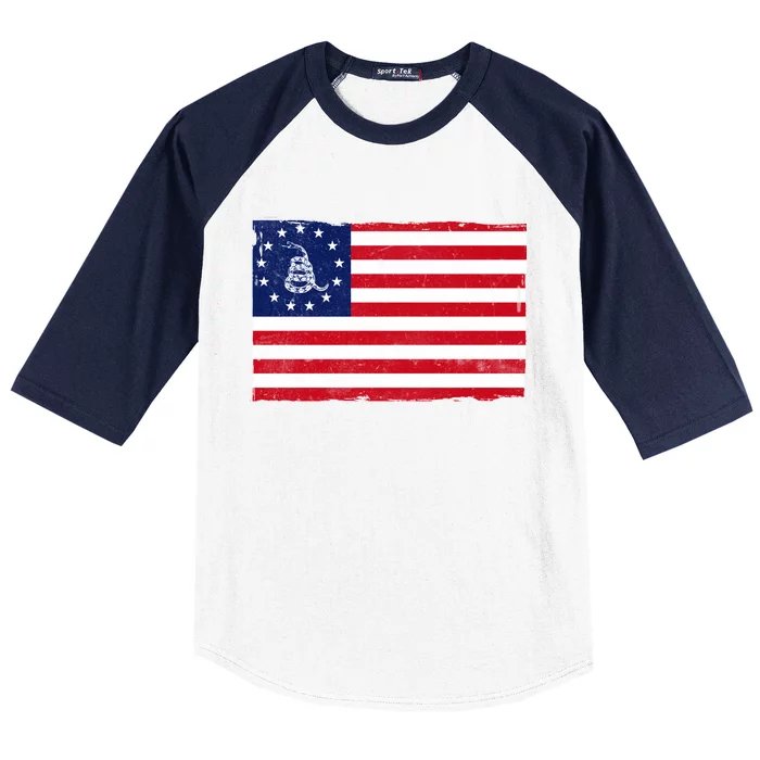 Betsy Ross Don't Tread On Me Flag Baseball Sleeve Shirt