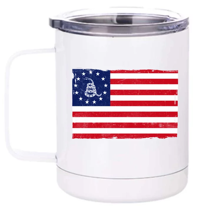 Betsy Ross Don't Tread On Me Flag Front & Back 12oz Stainless Steel Tumbler Cup