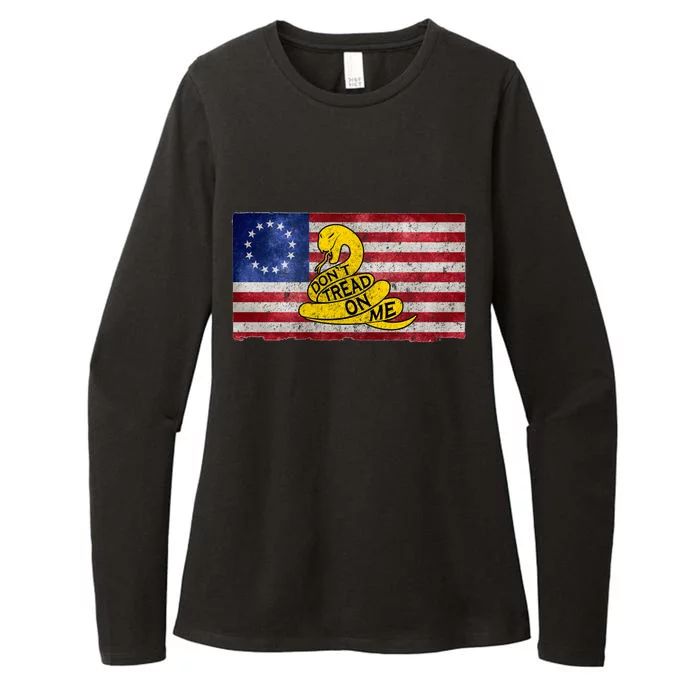 Betsy Ross Don't Trend On Me Snake Womens CVC Long Sleeve Shirt