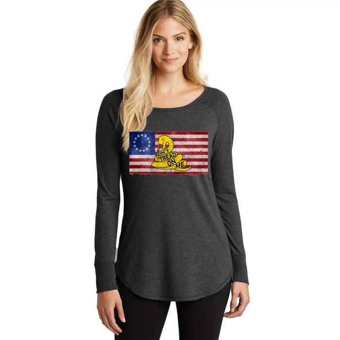 Betsy Ross Don't Trend On Me Snake Women's Perfect Tri Tunic Long Sleeve Shirt