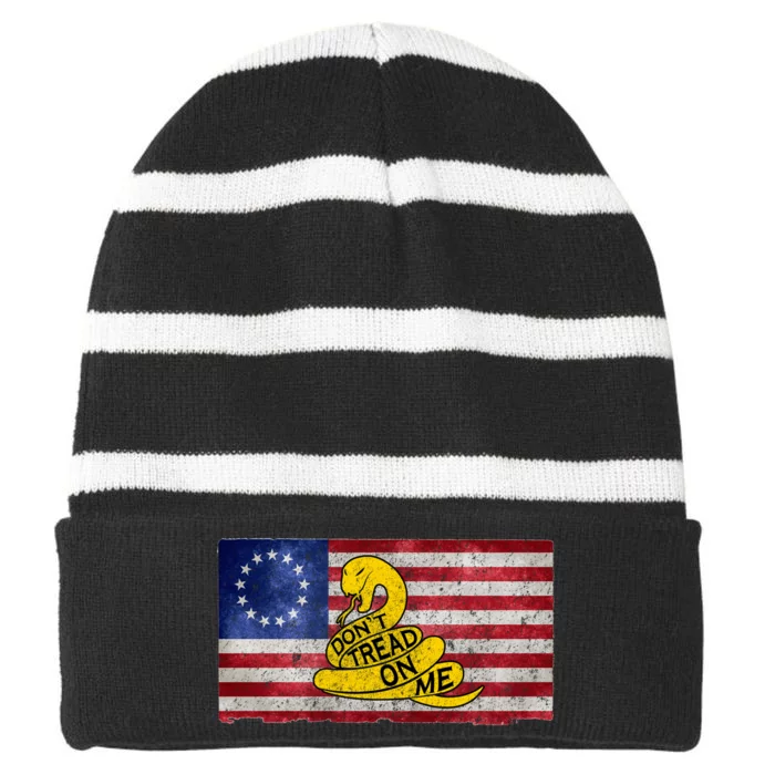 Betsy Ross Don't Trend On Me Snake Striped Beanie with Solid Band