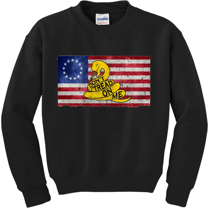 Betsy Ross Don't Trend On Me Snake Kids Sweatshirt