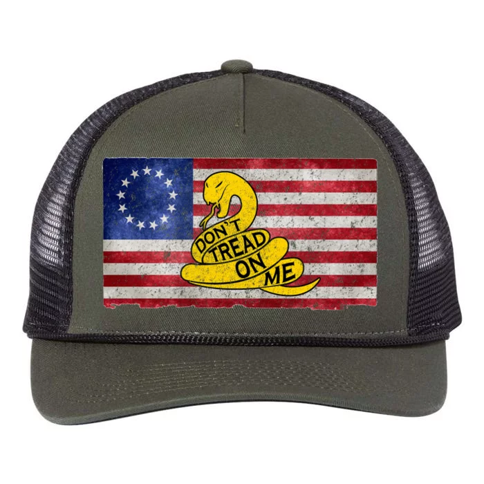 Betsy Ross Don't Trend On Me Snake Retro Rope Trucker Hat Cap