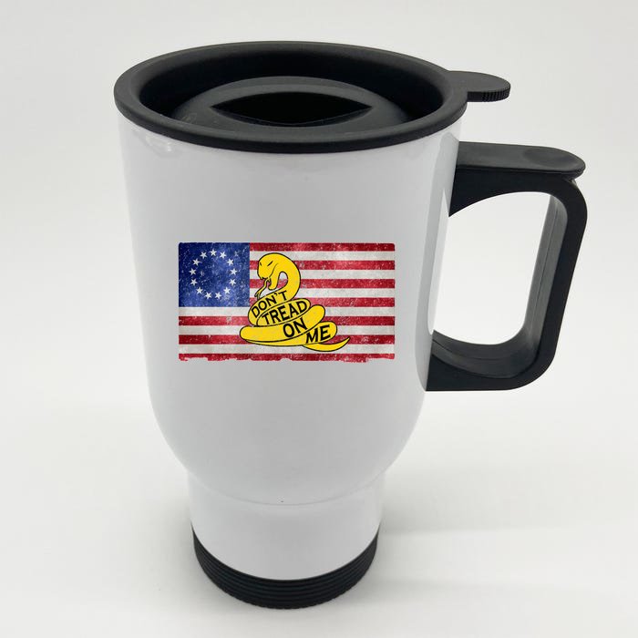 Betsy Ross Don't Trend On Me Snake Front & Back Stainless Steel Travel Mug