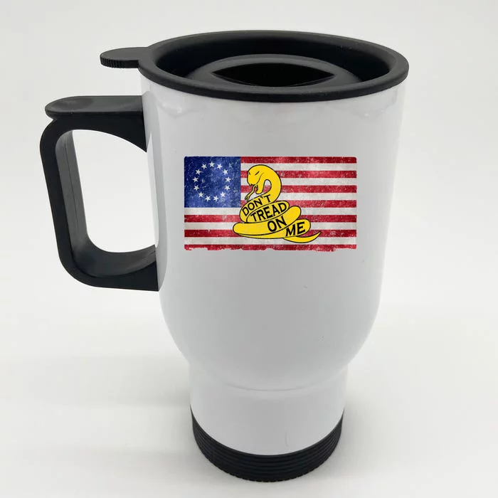 Betsy Ross Don't Trend On Me Snake Front & Back Stainless Steel Travel Mug