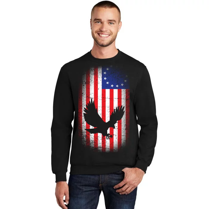 Betsy Ross Flag 13 Colonies Bald Eagle Sweatshirt