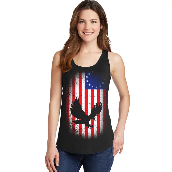 Betsy Ross Flag 13 Colonies Bald Eagle Ladies Essential Tank