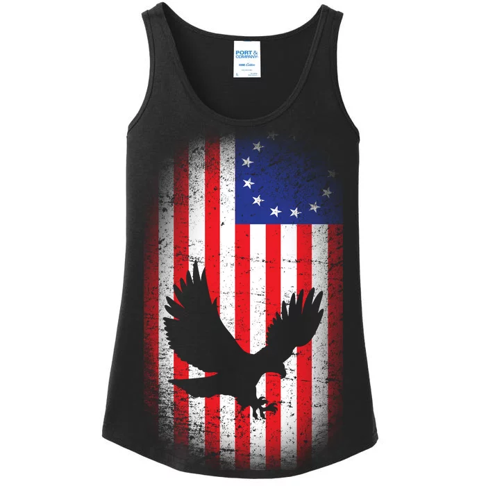 Betsy Ross Flag 13 Colonies Bald Eagle Ladies Essential Tank