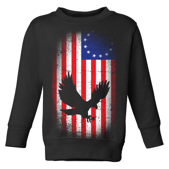 Betsy Ross Flag 13 Colonies Bald Eagle Toddler Sweatshirt