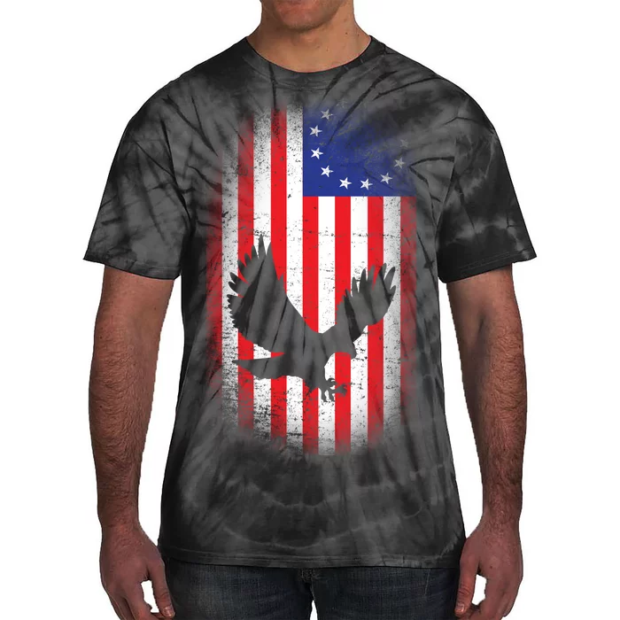 Betsy Ross Flag 13 Colonies Bald Eagle Tie-Dye T-Shirt