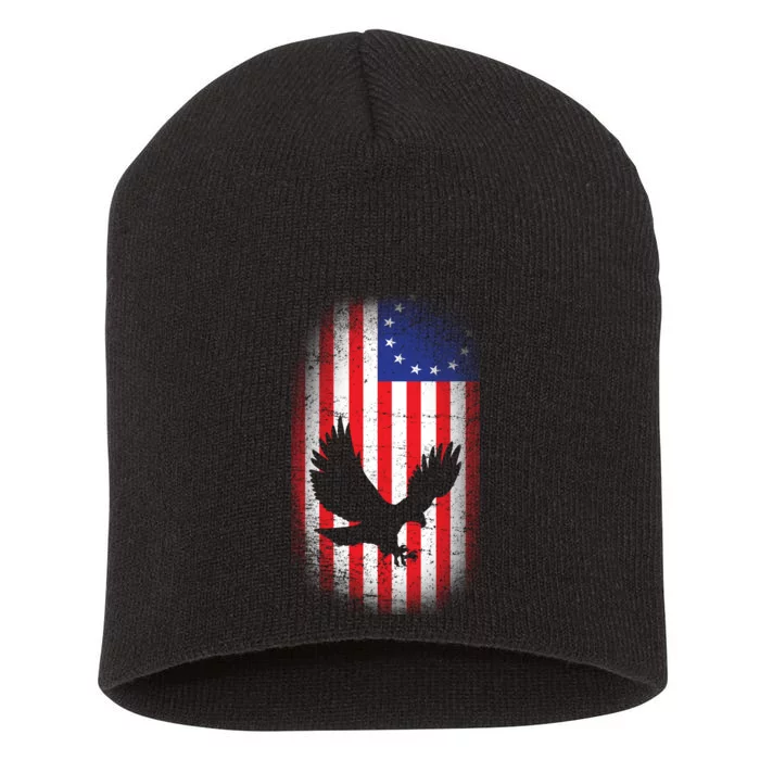 Betsy Ross Flag 13 Colonies Bald Eagle Short Acrylic Beanie