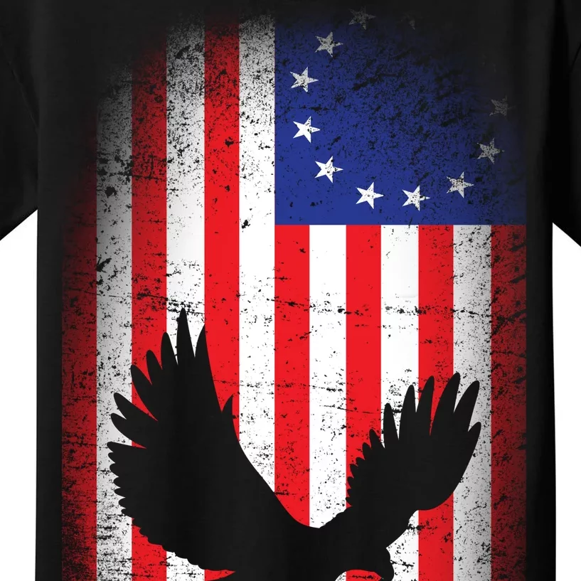 Betsy Ross Flag 13 Colonies Bald Eagle Kids T-Shirt