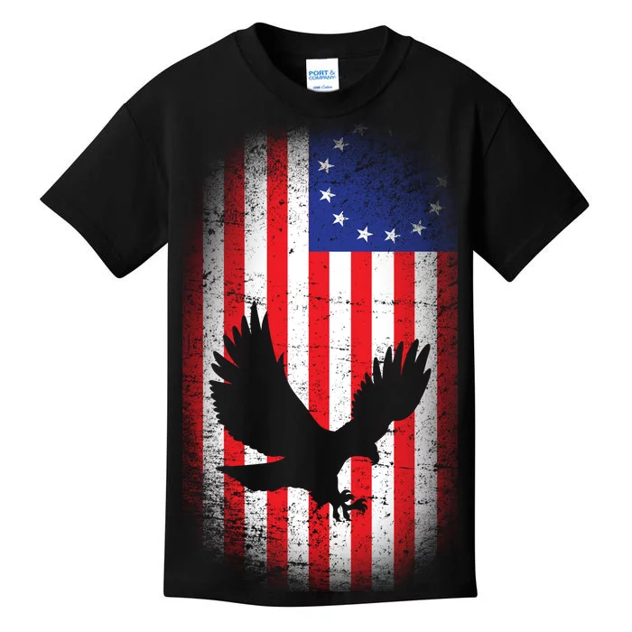 Betsy Ross Flag 13 Colonies Bald Eagle Kids T-Shirt