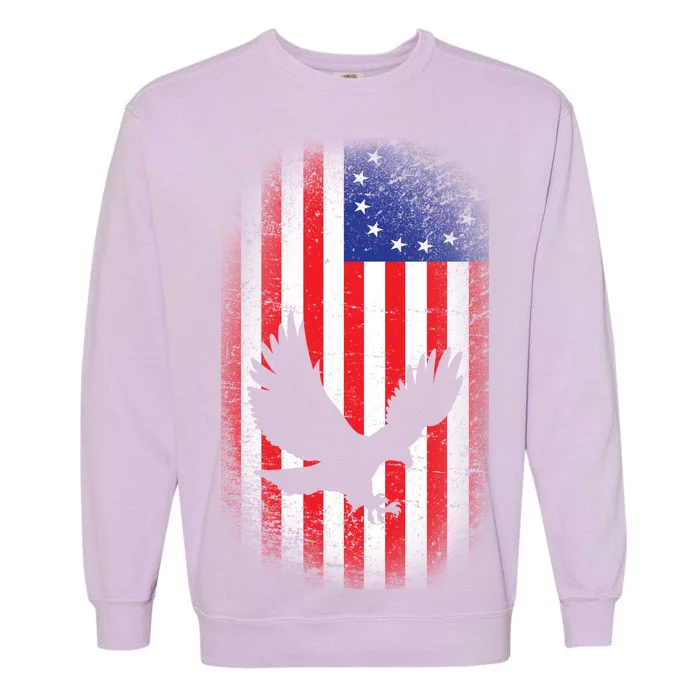 Betsy Ross Flag 13 Colonies Bald Eagle Garment-Dyed Sweatshirt