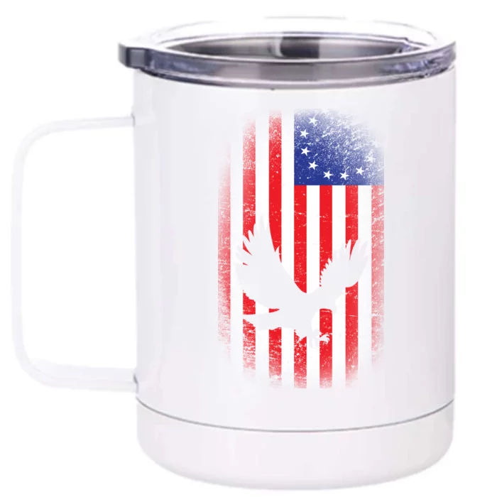 Betsy Ross Flag 13 Colonies Bald Eagle Front & Back 12oz Stainless Steel Tumbler Cup