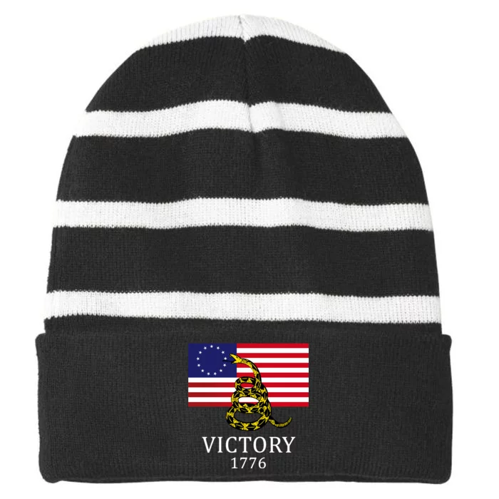 Betsy Ross Flag Don't Tread On Me 13 Colonies Striped Beanie with Solid Band