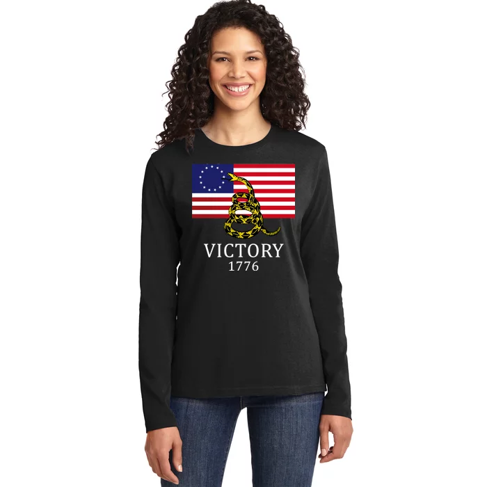 Betsy Ross Flag Don't Tread On Me 13 Colonies Ladies Long Sleeve Shirt