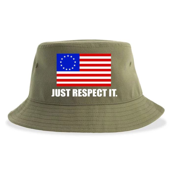 Betsy Ross Flag Just Respect It Sustainable Bucket Hat