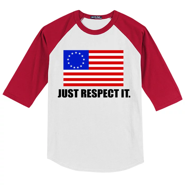 Betsy Ross Flag Just Respect It Kids Colorblock Raglan Jersey