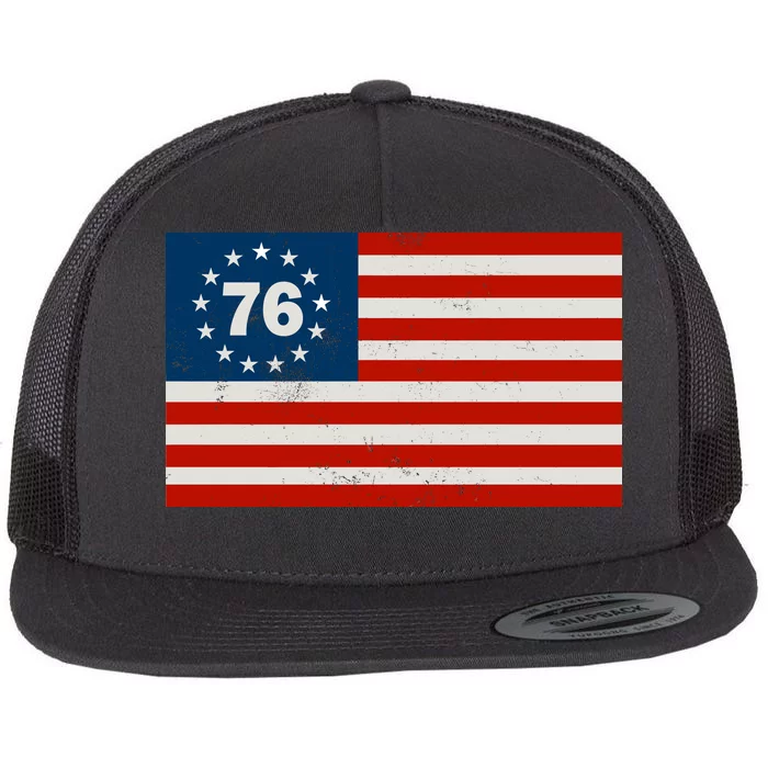 Betsy Ross Flag United States of America 1776 Flat Bill Trucker Hat