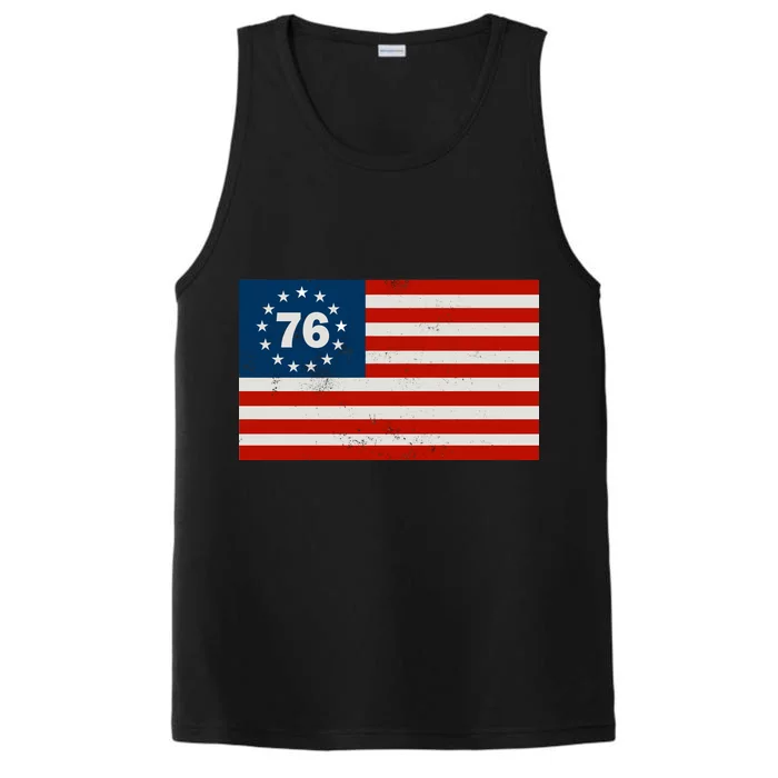 Betsy Ross Flag United States of America 1776 Performance Tank