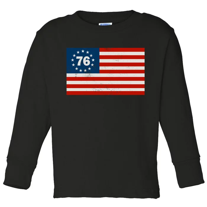 Betsy Ross Flag United States of America 1776 Toddler Long Sleeve Shirt